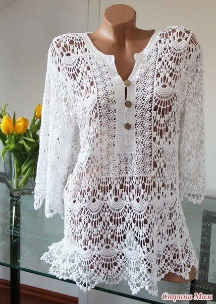 Delicadezas en crochet Gabriela: Hermosa túnica en crochet con ... Delicadezas en crochet Gabriela: Hermosa túnica en crochet con ...