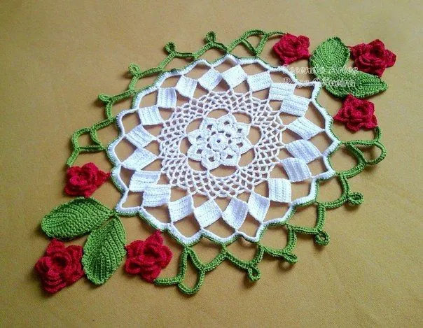 Delicadezas en crochet Gabriela: Servilletas con ESQUEMA rosas GANCHO