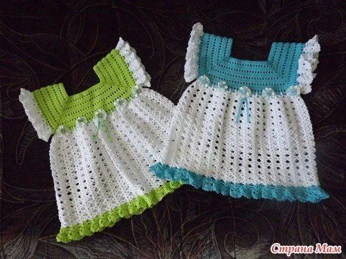 Delicadezas en crochet Gabriela: Vestido con patrones para bebé y ...