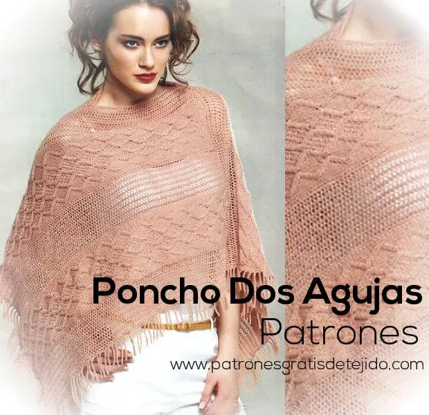 Delicado Poncho tejido a Dos Agujas / Patrones | Crochet y Dos agujas Delicado Poncho tejido a Dos Agujas / Patrones | Crochet y Dos agujas