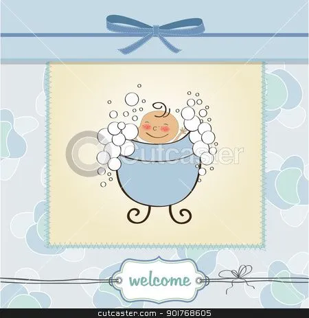 delicate baby boy shower card stock vector