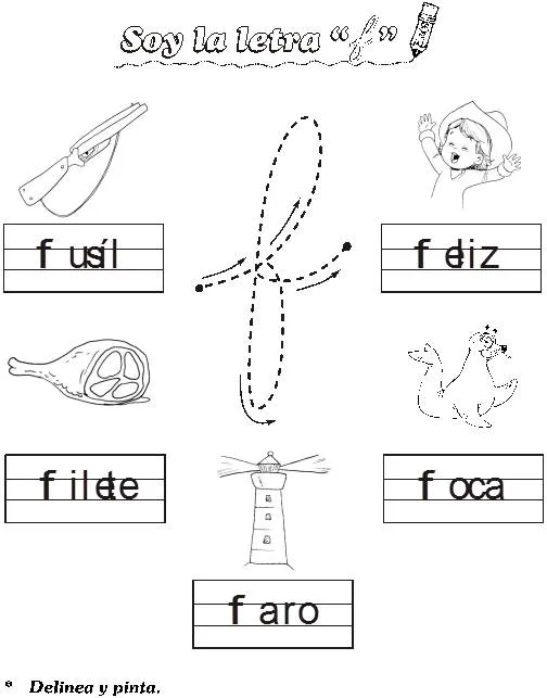 Delínea y pinta la letra F ~ Maestras