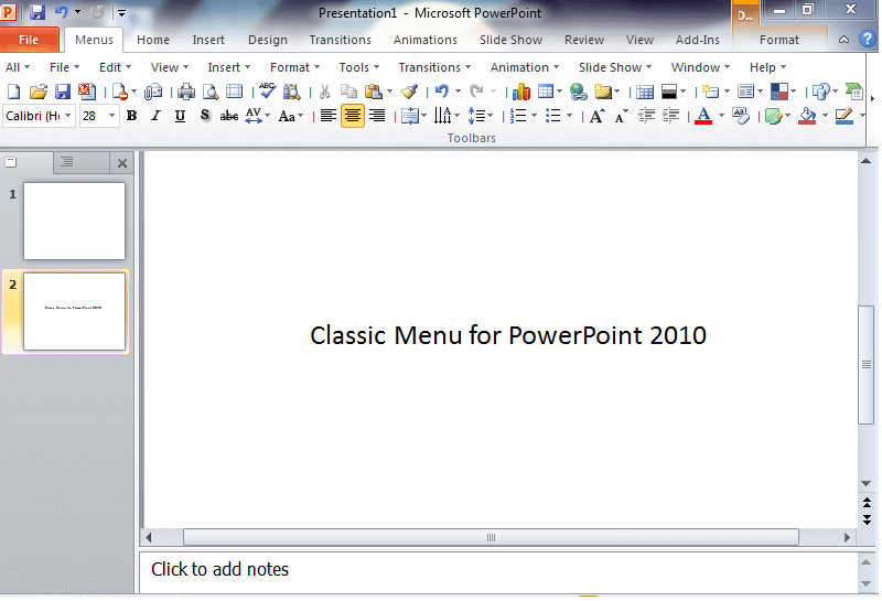 Demo of Classic Menu for PowerPoint 2010 and 2013