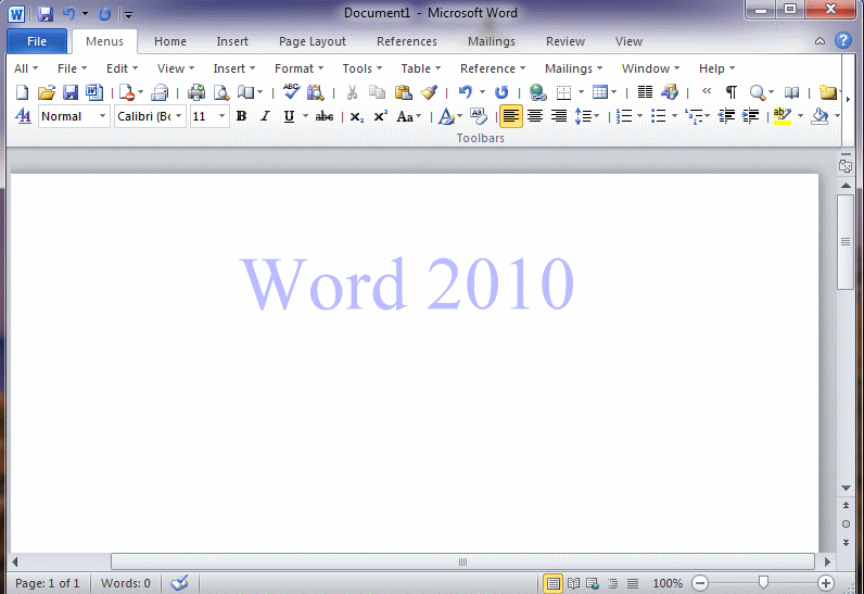 Demo of Classic Menu for Word 2010 and 2013