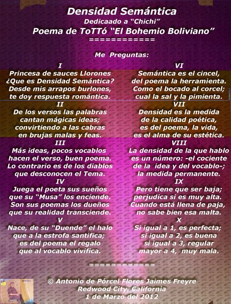 La Densidad Semántica y La Calidad Literaria (De la Mente del Poeta al Corazón del Artista Blog de ToTTó El Bohemio Boliviano) La Densidad Semántica y La Calidad Literaria (De la Mente del Poeta al Corazón del Artista Blog de ToTTó El Bohemio Boliviano)