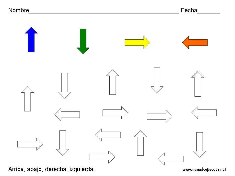Derecha, izquierda, arriba y abajo - Fichas de conceptos básicos