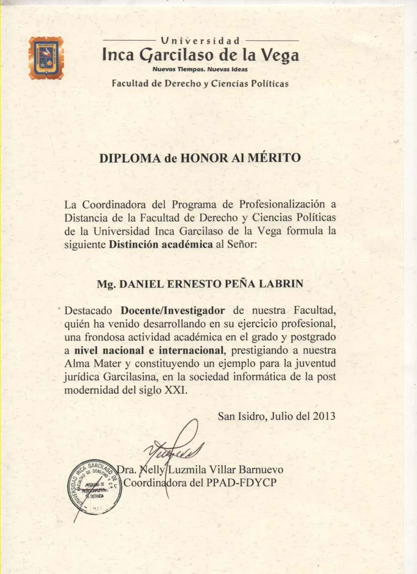 DERECHO & SOCIEDAD: DIPLOMA DE HONOR AL MERITO - UIGV - FDYCP ... DERECHO & SOCIEDAD: DIPLOMA DE HONOR AL MERITO - UIGV - FDYCP ...