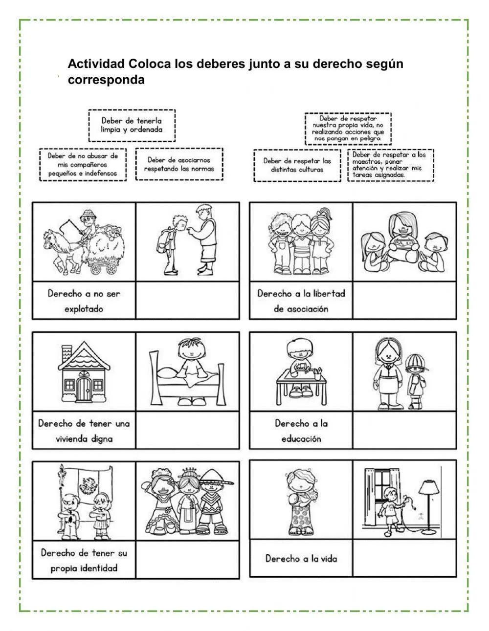 Derechos y Obligaciones de los niños worksheet | Live Worksheets