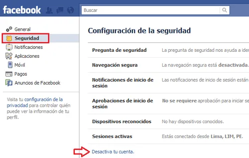 Cómo desactivar mi cuenta de Facebook