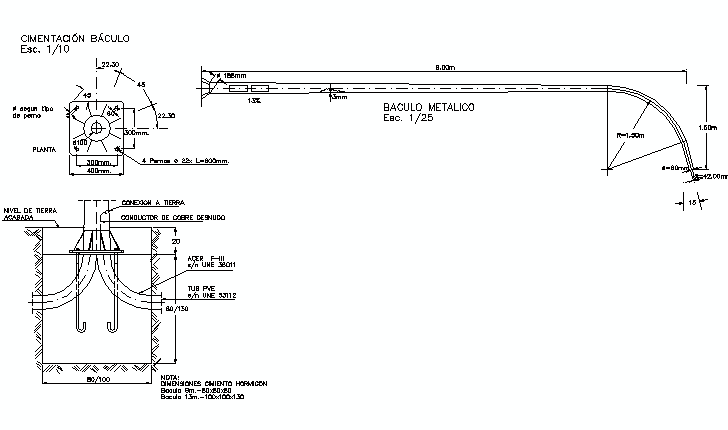 Descarga gratuita del Bloque AutoCAD: cimentación farola Descarga gratuita del Bloque AutoCAD: cimentación farola