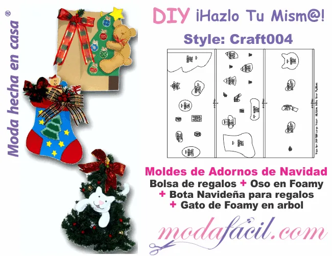 Descarga 3 moldes de adornos navideños en foamy y fieltro