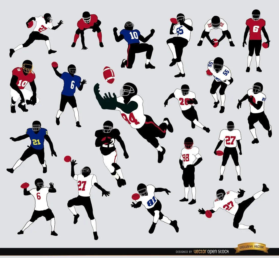Descarga Vector De 20 Siluetas De Jugadores De Fútbol Americano Descarga Vector De 20 Siluetas De Jugadores De Fútbol Americano