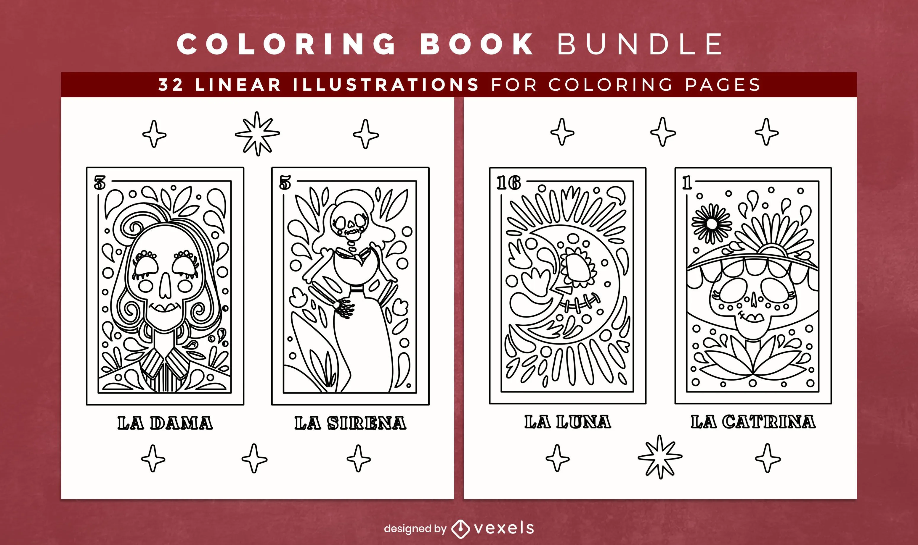 Descarga Vector De Día De Los Muertos Para Colorear Páginas De Diseño De Libros Descarga Vector De Día De Los Muertos Para Colorear Páginas De Diseño De Libros