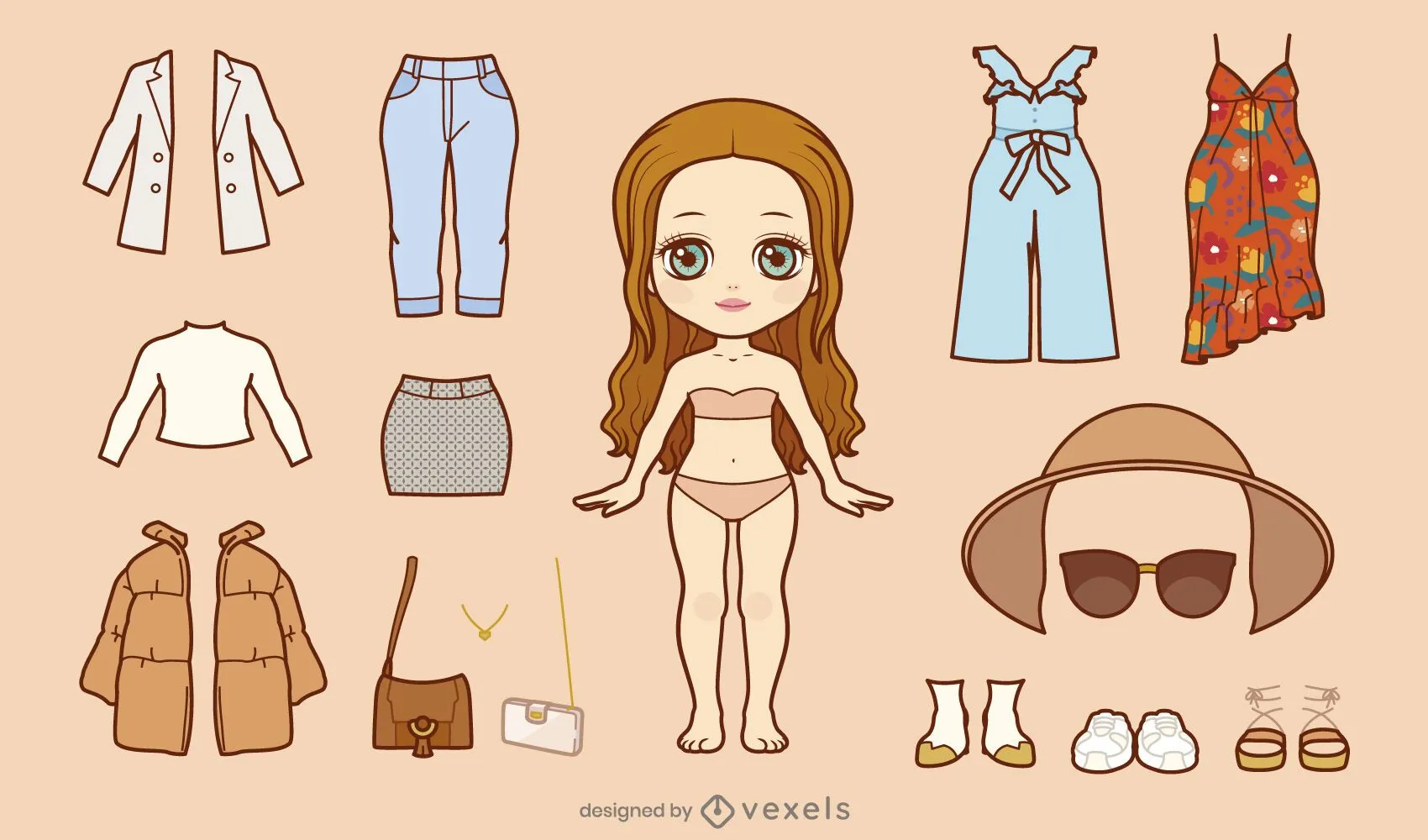 Descarga Vector De Vestir Muñeca Con Conjunto De Ropa De Otoño Descarga Vector De Vestir Muñeca Con Conjunto De Ropa De Otoño