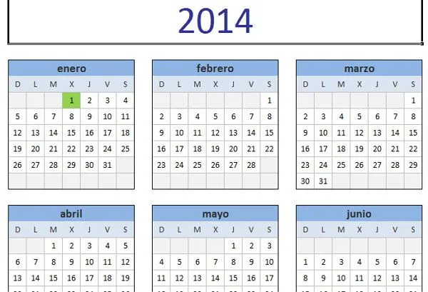 Descargar Calendario 2014 en excel - Lo nuevo de hoy