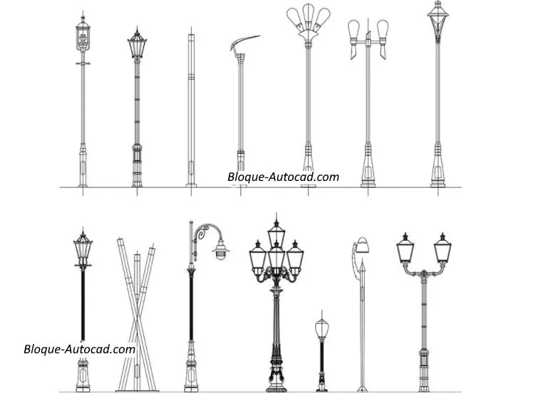 Descargar Farolas en Alzado DWG - Descargar Bloques AutoCAD Descargar Farolas en Alzado DWG - Descargar Bloques AutoCAD