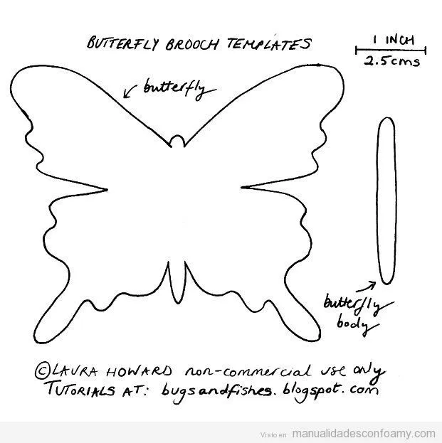 Plantilla con forma de mariposa para manualidades con foamy ...