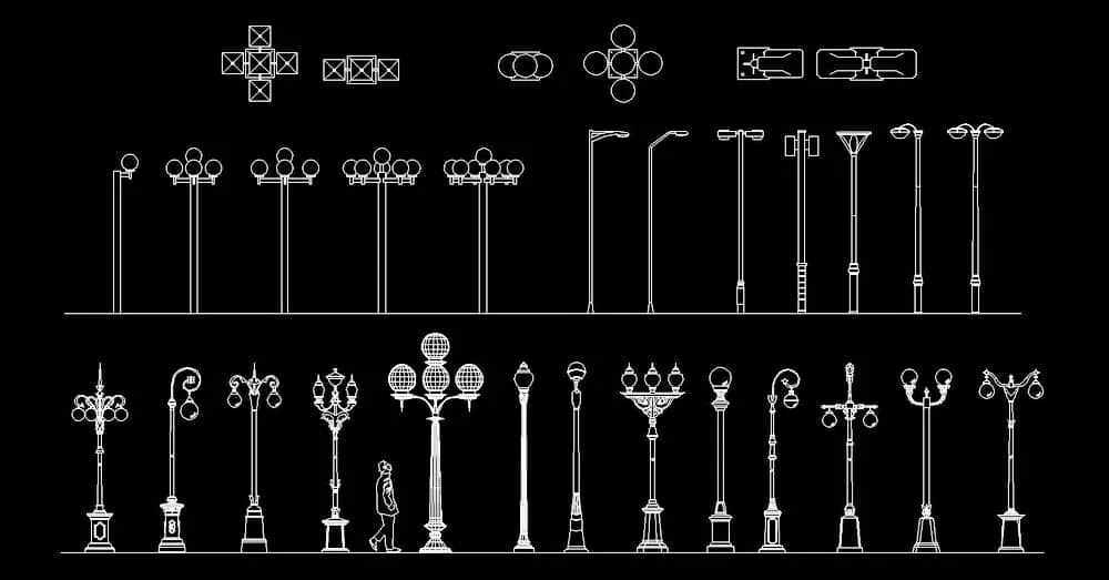 Descargar Postes de Luz, Farolas para AutoCAD - DWGAutoCAD Descargar Postes de Luz, Farolas para AutoCAD - DWGAutoCAD