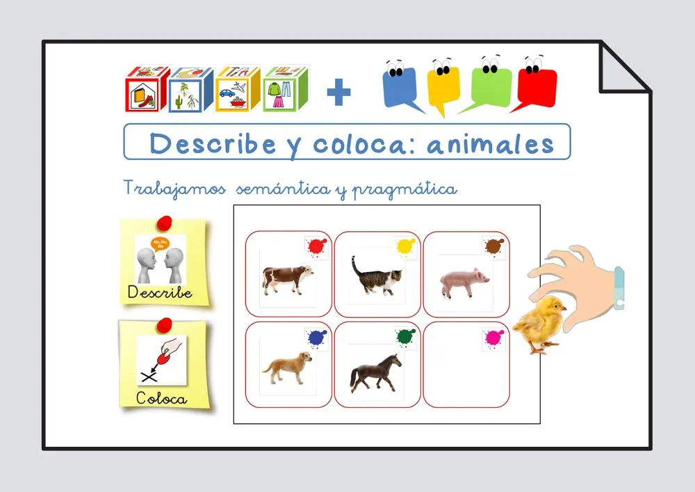 Describe y coloca: Animales: Vocabulario #Soyvisual