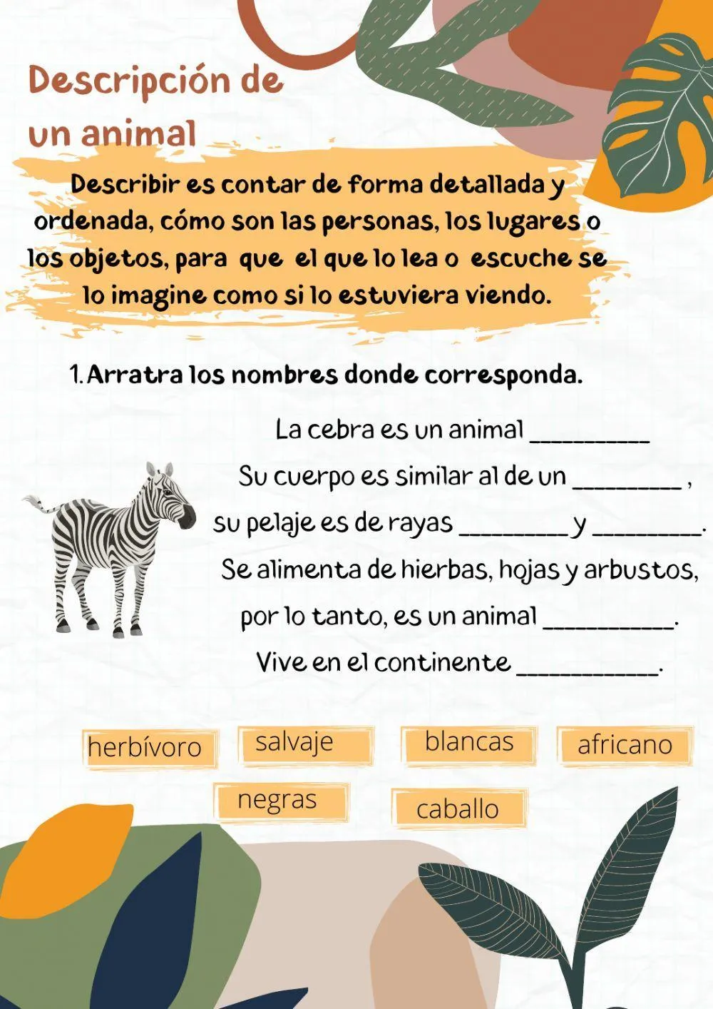 Descripción de animales online exercise | Live Worksheets Descripción de animales online exercise | Live Worksheets