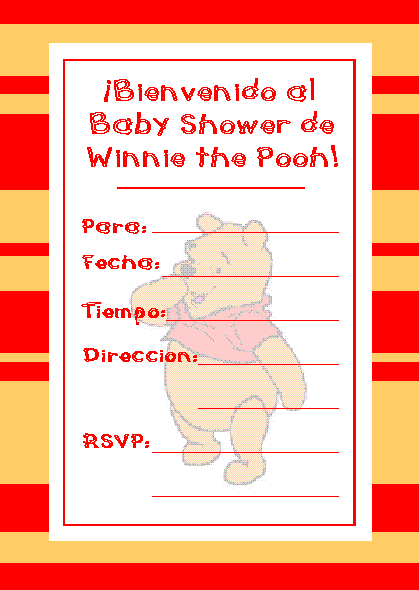 Desea Ud. Imprimir Invitaciones para Winnie the Pooh?