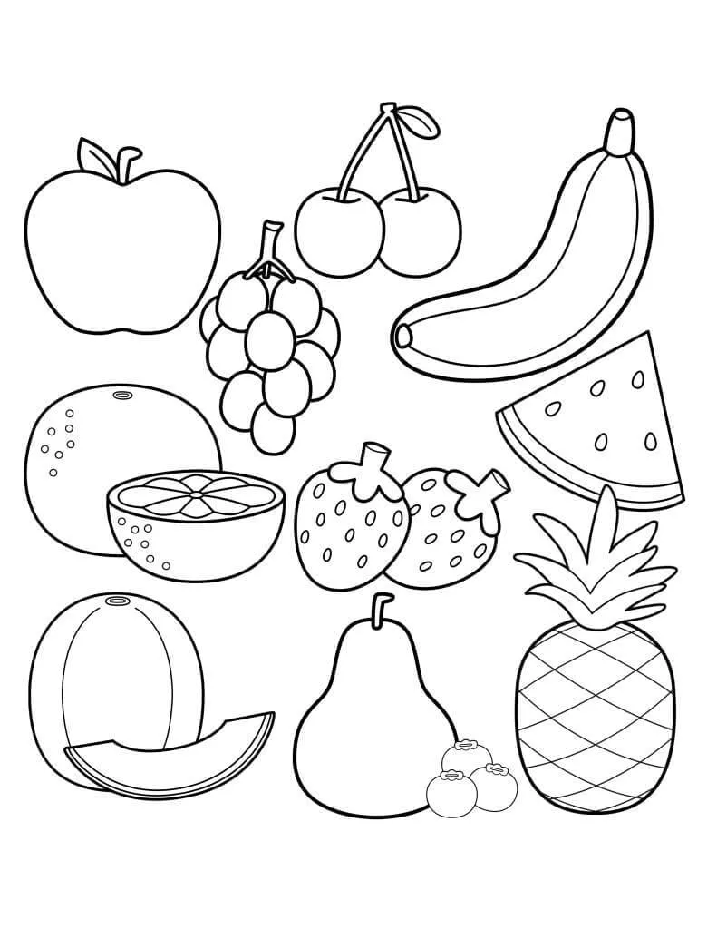 Desenho de frutas para colorir com moldes e imagens Desenho de frutas para colorir com moldes e imagens