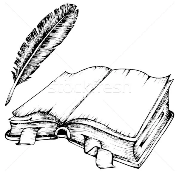 Desenho · livro · pena · vetor · arte · - ilustração de vetor ... Desenho · livro · pena · vetor · arte · - ilustração de vetor ...