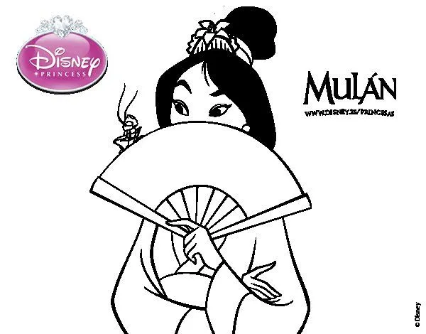 Desenho de Mulan - Mulan e cricket de sorte para Colorir - Colorir.com