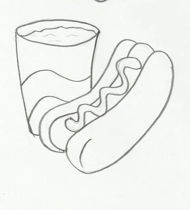 Desenho de suco e cachorro quente para colorir - <center>Gifs e ...