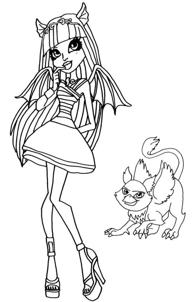 Desenhos para colorir de Monster High: Rochelle Goyle e a sua gárgula Desenhos para colorir de Monster High: Rochelle Goyle e a sua gárgula