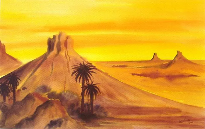 desierto con palmeras pipo jost nicolas - Artelista.com
