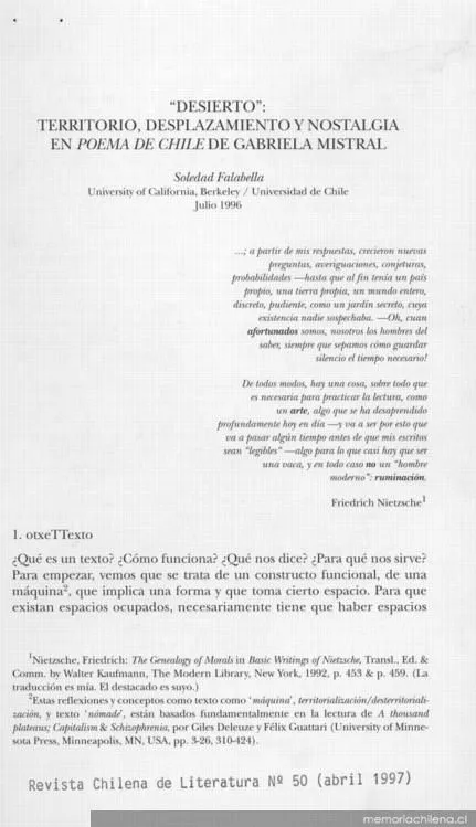 Desierto, territorio, desplazamiento y nostalgia en Poema de Chile ... Desierto, territorio, desplazamiento y nostalgia en Poema de Chile ...