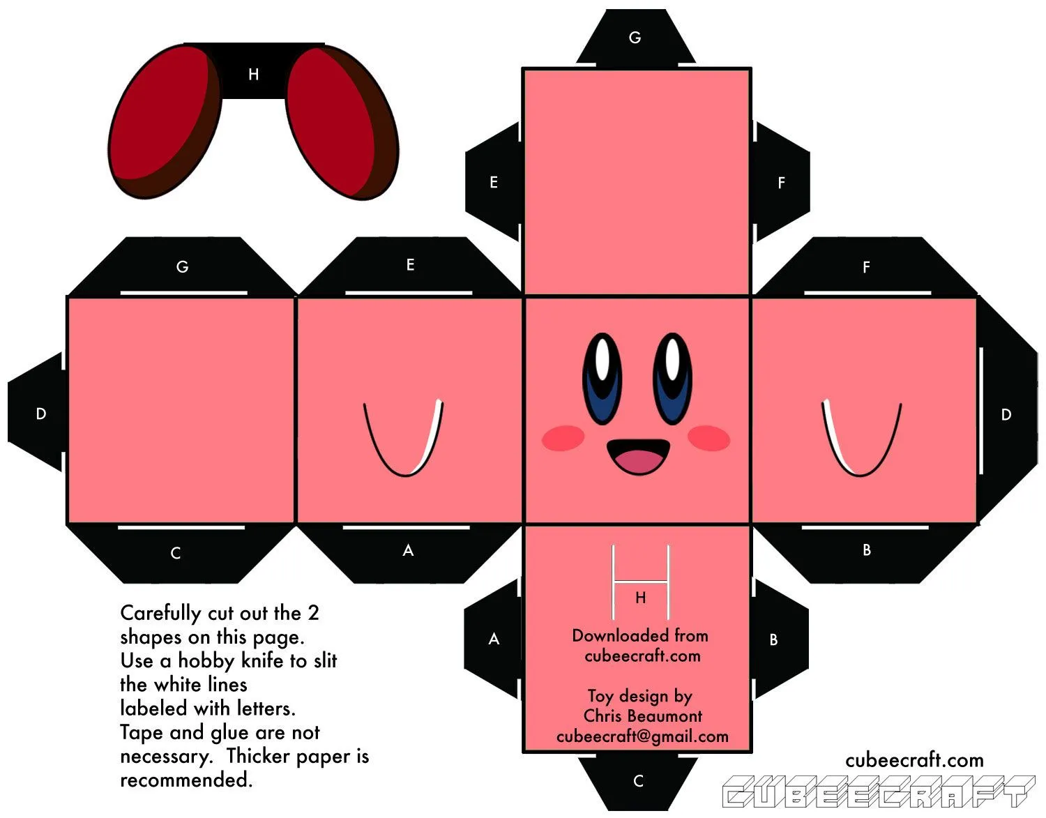 Desktop Kirby! Just print and assemble! | Paper cube, Paper doll template,  Paper crafts