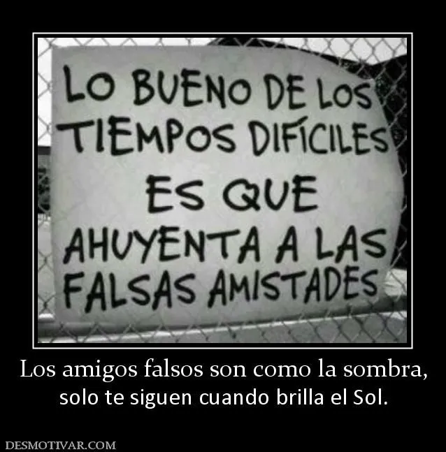 Desmotivaciones Los amigos falsos son como la sombra, solo te ... Desmotivaciones Los amigos falsos son como la sombra, solo te ...