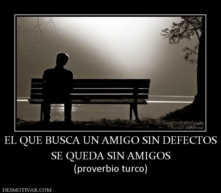 Desmotivaciones EL QUE BUSCA UN AMIGO SIN DEFECTOS SE QUEDA SIN ...