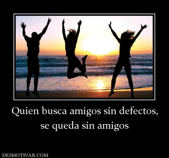 Desmotivaciones Quien busca amigos sin defectos, se queda sin amigos