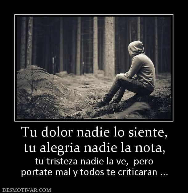 Desmotivaciones Tu dolor nadie lo siente, tu alegria nadie la nota ... Desmotivaciones Tu dolor nadie lo siente, tu alegria nadie la nota ...