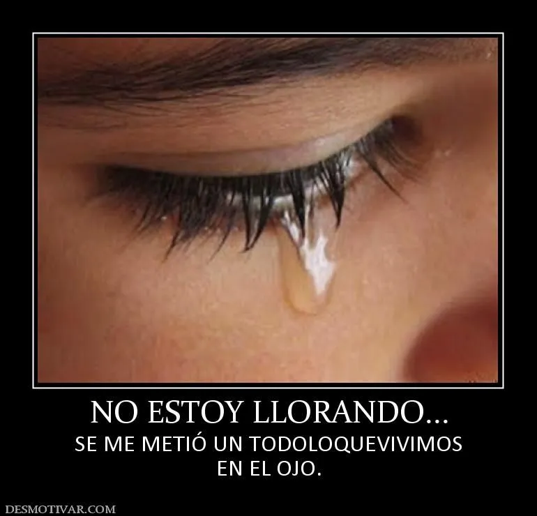 Desmotivaciones NO ESTOY LLORANDO... SE ME METIÓ UN ... Desmotivaciones NO ESTOY LLORANDO... SE ME METIÓ UN ...