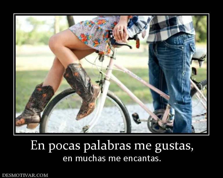 Desmotivaciones En pocas palabras me gustas, en muchas me encantas.