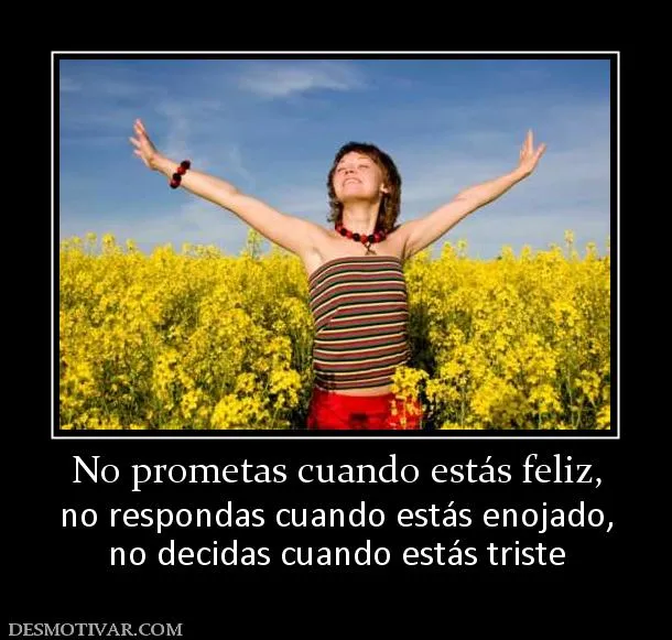 Desmotivaciones No prometas cuando estás feliz, no respondas ... Desmotivaciones No prometas cuando estás feliz, no respondas ...