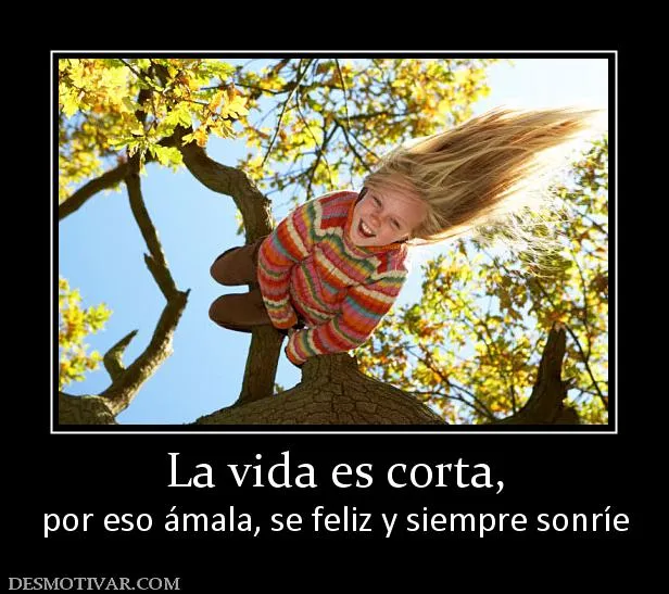 Desmotivaciones La vida es corta, por eso ámala, se feliz y ... Desmotivaciones La vida es corta, por eso ámala, se feliz y ...