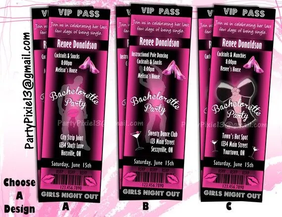 Despedida de soltera billete estilo de por PartyPixiePrintables