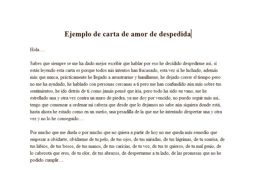 Ejemplo de carta de amor de despedida | Ejemplos de carta