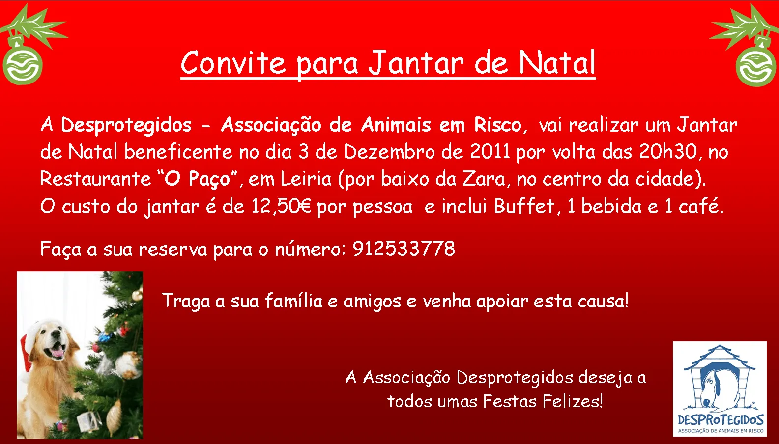 DESPROTEGIDOS: Convite - Jantar de Natal