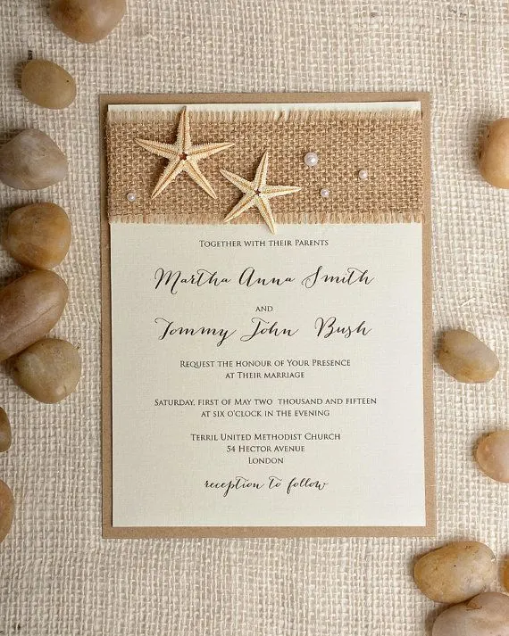 Destination Wedding Invitation Natural Burlap by DecorisWedding ...