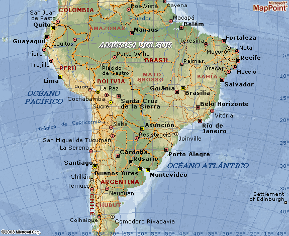 Destinos: Mapa de America del Sur