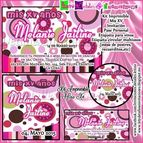Detalles e invitaciones x Letici@ B.: Kit Imprimible Mis Xv años ...