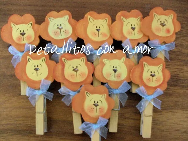 Detallitos para baby shower leoncitos con pinzas | Manualidades ...