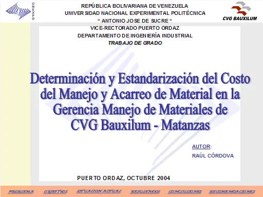 Determinación y Estandarización del Costo del Manejo y Acarreo de ... Determinación y Estandarización del Costo del Manejo y Acarreo de ...