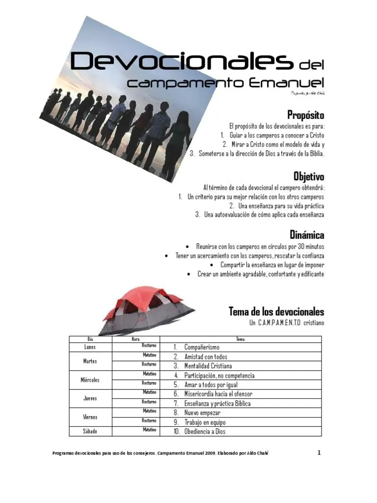 Devocionales para Campamento Juvenil | PDF | Obediencia (comportamiento humano) | Cristo (título) Devocionales para Campamento Juvenil | PDF | Obediencia (comportamiento humano) | Cristo (título)